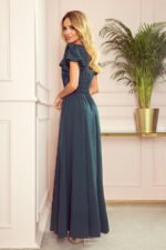 310-1 LIDIA long dress with neckline and frills - green-2