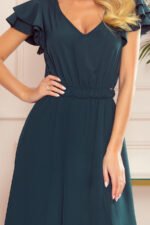 310-1 LIDIA long dress with neckline and frills - green-5