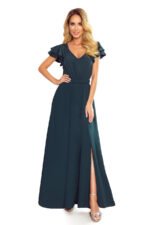 310-1 LIDIA long dress with neckline and frills - green-6