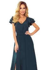 310-1 LIDIA long dress with neckline and frills - green-7