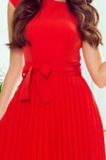 311-1 LILA Pleated dress with short sleeves - red-5