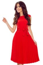 311-1 LILA Pleated dress with short sleeves - red-6