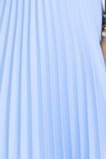 311-22 LILA Classic pleated dress with short sleeves and a belt - sky blue-5