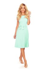 311-9 LILA Pleated dress with short sleeves - Mint color-6