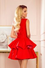 321-1 Exclusive dress with lace neckline - RED-4