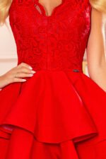 321-1 Exclusive dress with lace neckline - RED-5