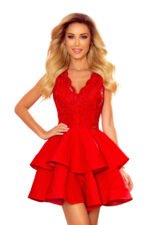 321-1 Exclusive dress with lace neckline - RED-7