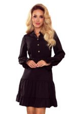 332-3 Black dress with frills and golden buttons-7