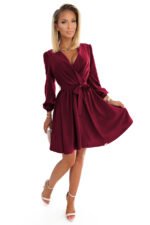 339-3 BINDY Feminine dress with a neckline - Burgundy-7