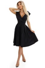 348-10 SCARLETT flared dress with a neckline - black with glitter-8