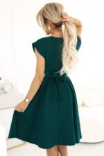 348-11 SCARLETT - flared dress with a neckline - green-3