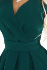 348-11 SCARLETT - flared dress with a neckline - green-5