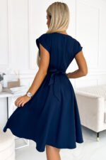 348-6 SCARLETT - flared dress with a neckline - dark blue-3