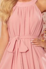 350-2 ALIZEE - chiffon dress with a binding - powder pink-9
