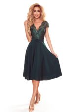 381-2 LINDA - chiffon dress with lace neckline - green-6