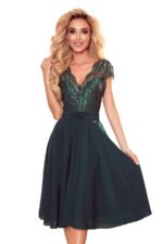 381-2 LINDA - chiffon dress with lace neckline - green-7