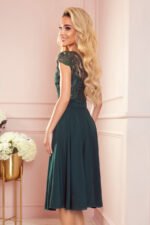 381-2 LINDA - chiffon dress with lace neckline - green-4
