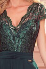 381-2 LINDA - chiffon dress with lace neckline - green-5