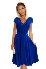 381-3 LINDA - chiffon dress with lace neckline - royal blue-7
