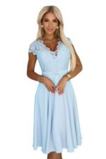 381-8 LINDA chiffon flowing dress with lace neckline - blue-7