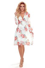 388-2 FRANCES - chiffon dress with a neckline - mallow pattern-6