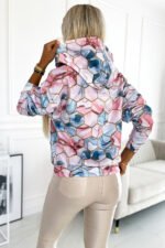 390-3 Kangaroo hoodie - golden hexagons and pink and blue marble-3