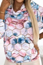 390-3 Kangaroo hoodie - golden hexagons and pink and blue marble-6