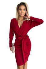 401-1 CELIA Envelope dress with a neckline on the back - burgundy-6