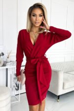 401-1 CELIA Envelope dress with a neckline on the back - burgundy-1