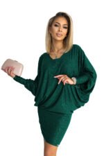 402-2 Bat dress with a neckline - green with glitter-6
