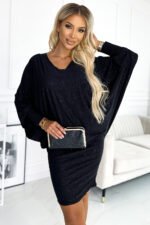 402-5 Bat dress with a neckline - black with glitter-3