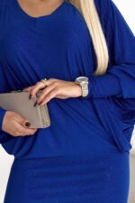 402-6 Bat dress with a neckline - blue color with glitter-5