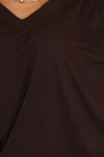 402-9 Comfortable batwing dress with long sleeves - chocolate-6