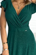 411-1 CRYSTAL long shimmering dress with a neckline - green-6