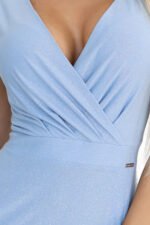 411-13 CRYSTAL shimmering long dress with a neckline - light blue with glitter-6