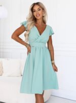 425-17 MATILDE Dress with neckline and short sleeve - pistachio-7