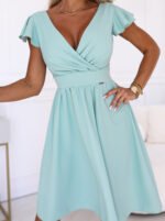 425-17 MATILDE Dress with neckline and short sleeve - pistachio-6