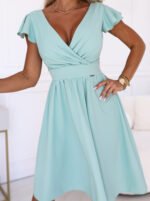 425-17 MATILDE Dress with neckline and short sleeve - pistachio-6