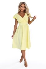 425-18 MATILDE Dress with a neckline and short sleeve - butter yellow-7