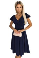425-3 MATILDE Dress with a neckline and short sleeves - dark blue-6
