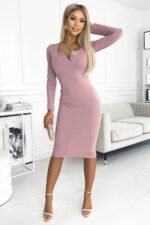 441-2 Dress with three buttons on the neckline - dirty pink-4
