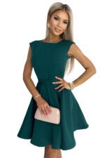 442-1 Flared dress with small sleeves - green-6