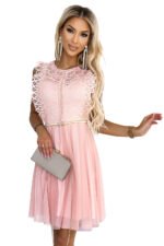 454-2 GRETA dress with lace and gold belt - peach-7