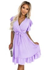 455-3 CORNELIA dress with frill, neckline and tie - Heidekraut-6
