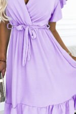 455-3 CORNELIA dress with frill, neckline and tie - Heidekraut-5