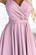478-2 MAYA Dress with longer back, neckline and belt - dirty pink-5
