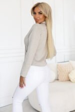 481-4 Suede biker jacket with long sleeves and zippers - light beige-3