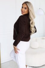 481-5 Suede moto jacket with long sleeve and zippers - chocolate brown-4