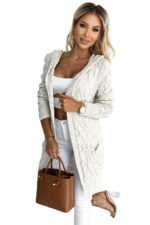 491-1 Cardigan - cape with a hood and pockets - beige braid-6