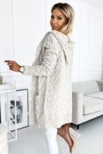 491-1 Cardigan - cape with a hood and pockets - beige braid-3
